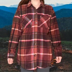 Maurices Plaid Shacket - Red and Pink
